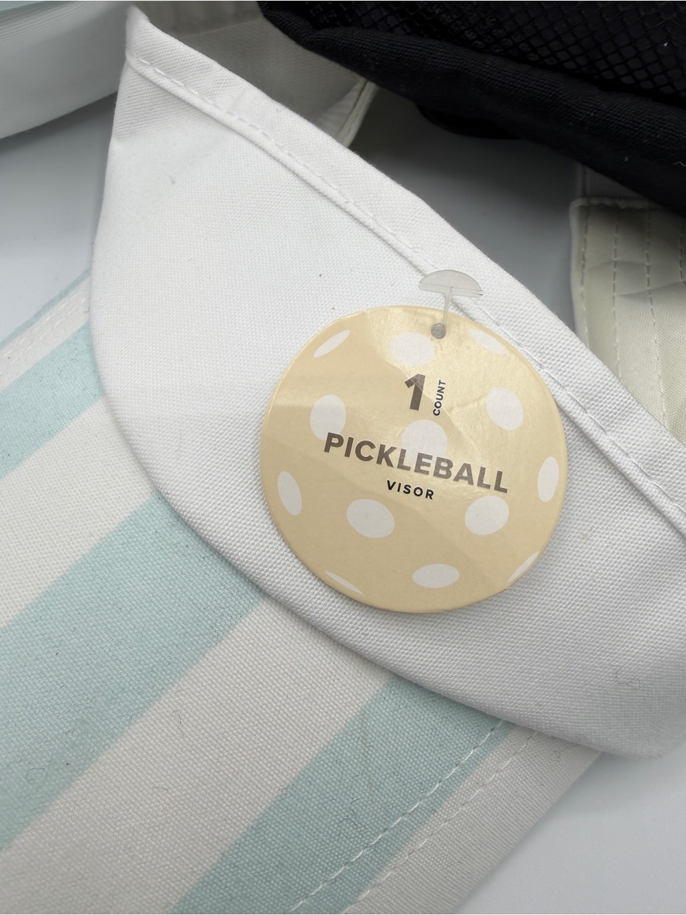 Pickleball Pouches & Visor Set - Striped White & Light Blue + Black - Picture 3 of 7